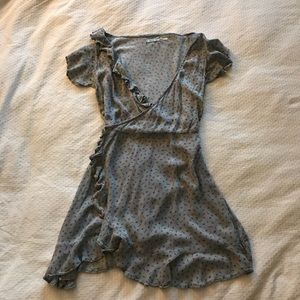 Flower print wrap dress with ruffle detail